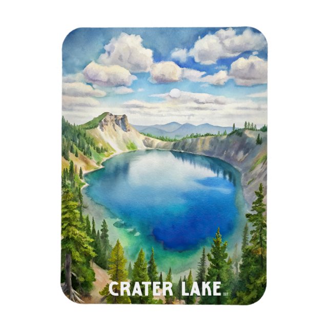 Crater Lake National Park Watercolor Painting Magnet (Vertical)