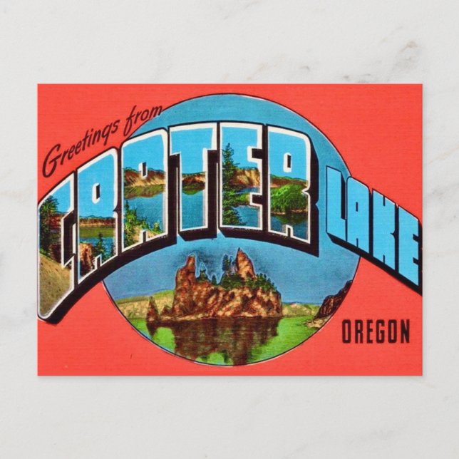 Crater Lake Oregon Vintage Greeting Postcard (Front)