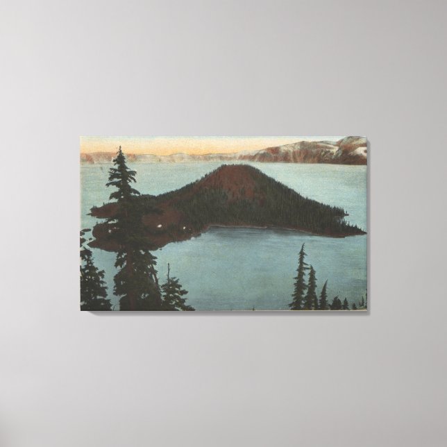 Crater Lake, Oregon - Wizard Island View #1 Canvas Print (Front)