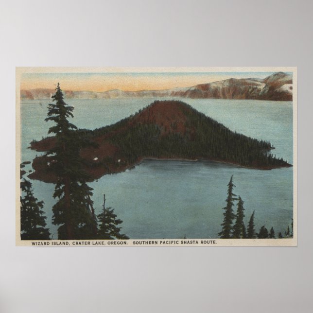 Crater Lake, Oregon - Wizard Island View #1 Poster (Front)