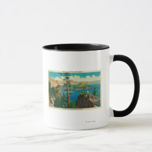 Crater Lake showing Wizard Island in distance Mug