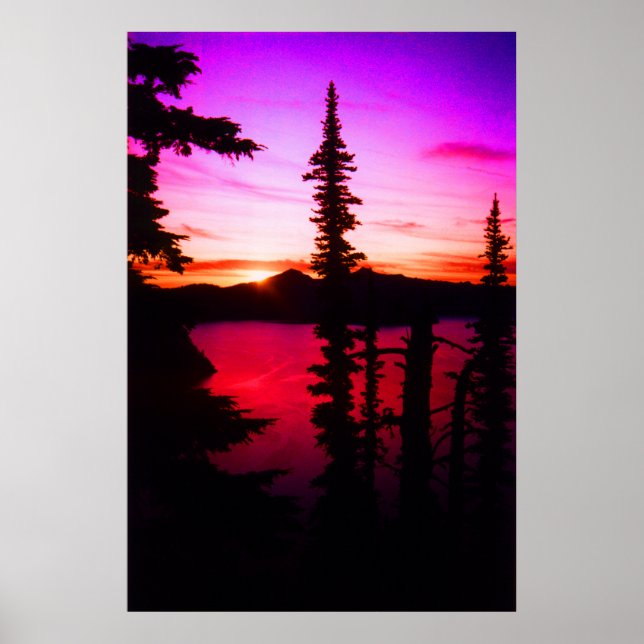 Crater Lake Sunset Poster (Front)