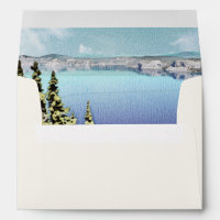 CRATER LAKE Watercolor Skyline Lake Destination E