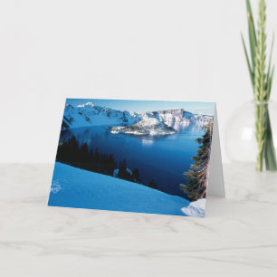 Crater Lake, Wizard Island, Oregon Holiday Card