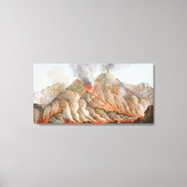 Crater of Mount Vesuvius from an original drawing Canvas Print (Front)