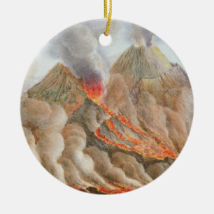 Crater of Mount Vesuvius from an original drawing Ceramic Tree Decoration