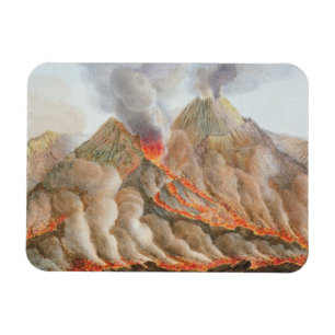 Crater of Mount Vesuvius from an original drawing Magnet