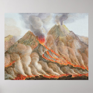 Crater of Mount Vesuvius from an original drawing Poster