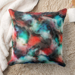 Crater-style stains in rustic square mosaic effect cushion