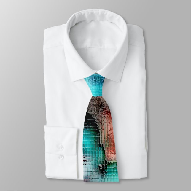 Crater-style stains in rustic square mosaic effect tie (Tied)