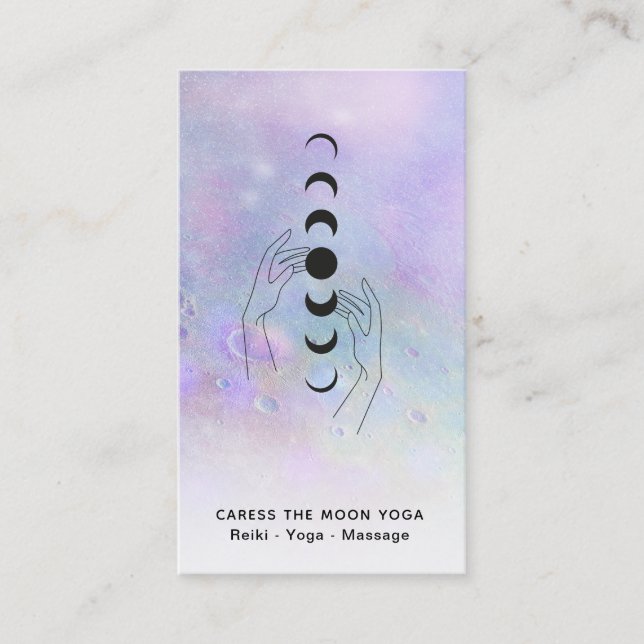 *~* Craters of Lunar Moon Phases + Healing Hands Business Card (Front)