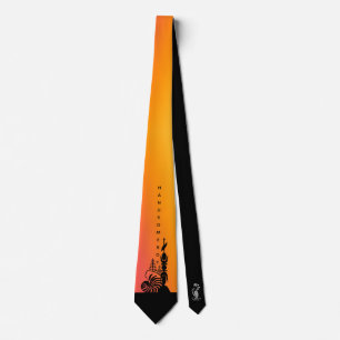 Cravate flèche faîtière kanak. orange sanguine tie