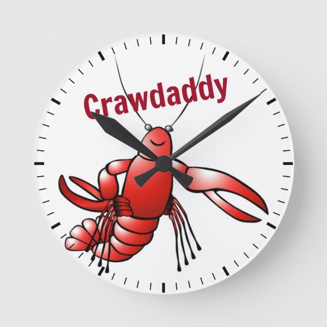 Crawdaddy Red Crayfish Round Clock (Front)