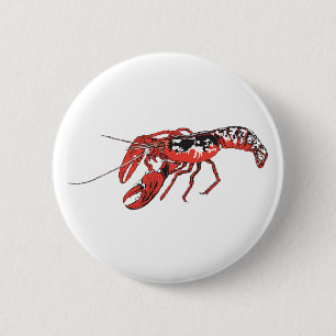 crawfish 6 cm round badge