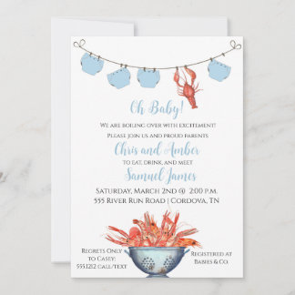 Crawfish Baby Boyd Diaper Shower Invitation