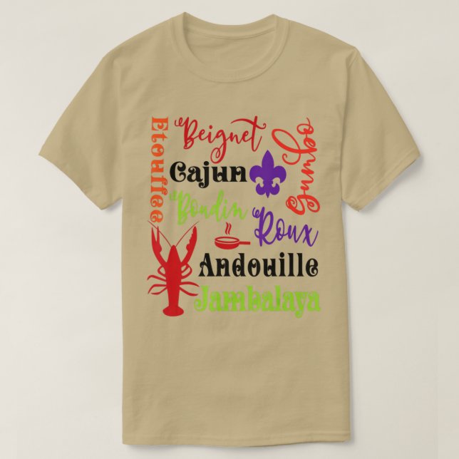 Crawfish Beignet Gumbo Jambalaya Subway Bayou Funn T-Shirt (Design Front)