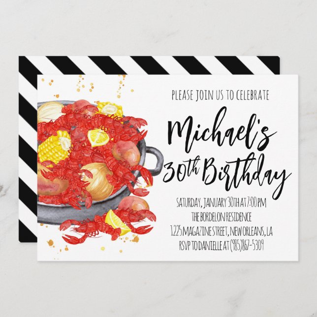 Crawfish Birthday Invitation (Front/Back)