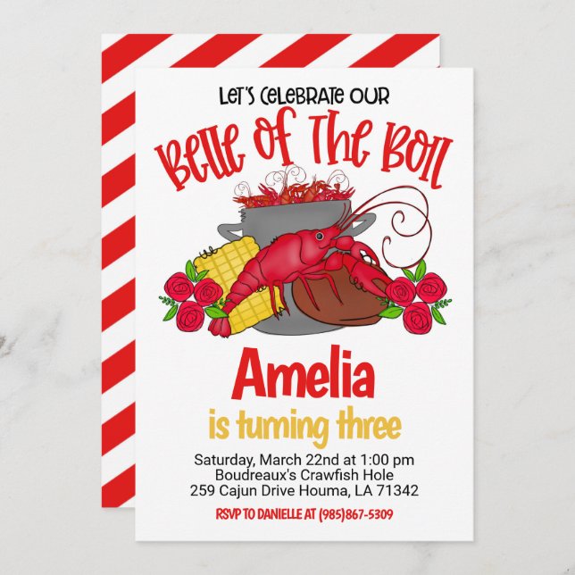Crawfish Boil Birthday Invitation (Front/Back)