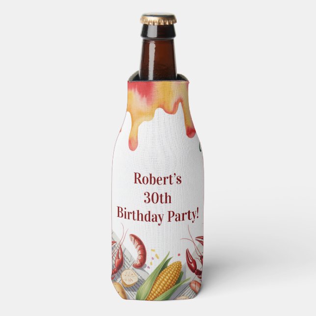 Crawfish Boil Birthday Party For Adults Bottle Cooler (Bottle Front)