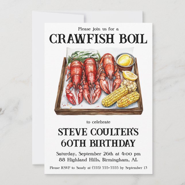 Crawfish Boil Birthday Party Invitation (Front)