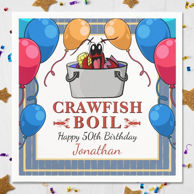 Crawfish Boil Birthday Seafood Party Napkin (Crawfish Boil Birthday Seafood Party Napkins! Perfect for a birthday of any age!)