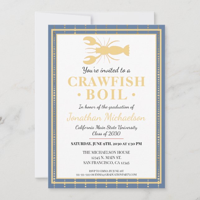 Crawfish Boil College University Graduation Party Invitation (Front)