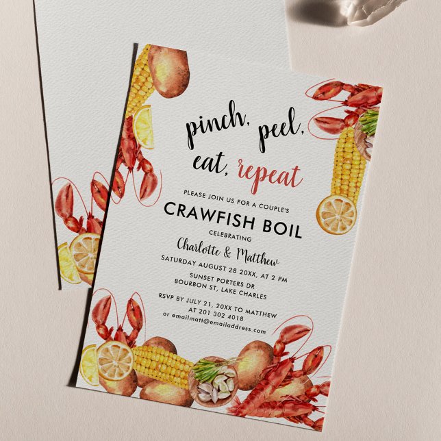  Crawfish Boil Couples Engagement Party Invitation (Crawfish Boil Pinch Peel Engagement Cookout Party Invitation)