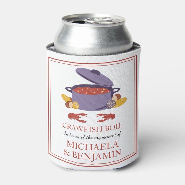 Crawfish Boil Couples Shower Engagement Party Can Cooler (Can Front)