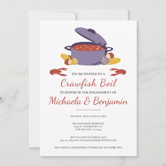 Crawfish Boil Couples Shower Engagement Party Invitation (Front)