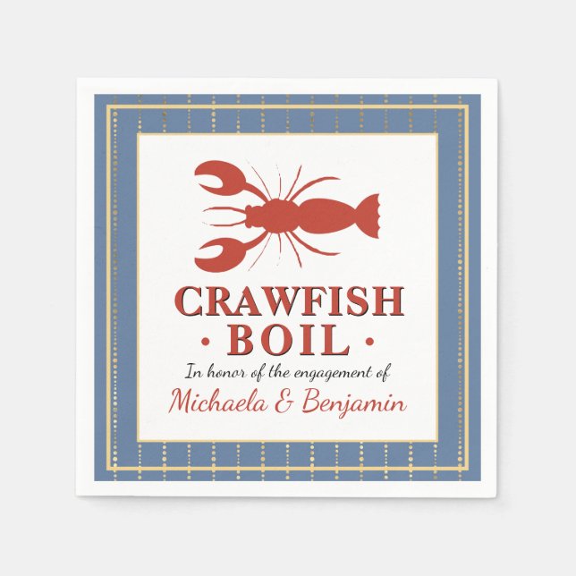 Crawfish Boil Couples Shower Engagement Party Napkin (Front)
