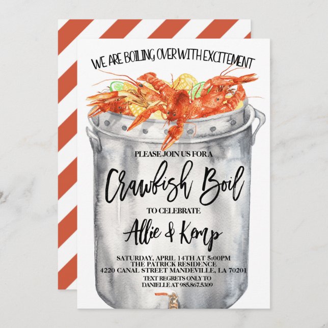 Crawfish Boil Couples Shower Invitation (Front/Back)