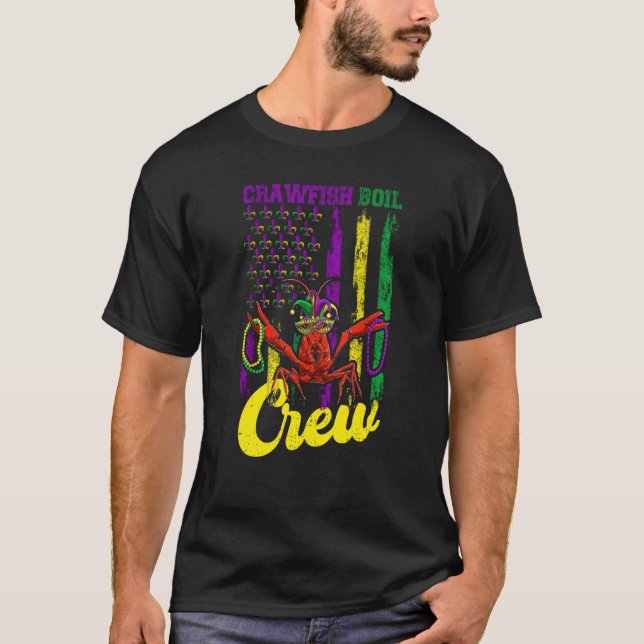 Crawfish Boil Crew Beads Mardi Gras Flag Kids Todd T-Shirt (Front)