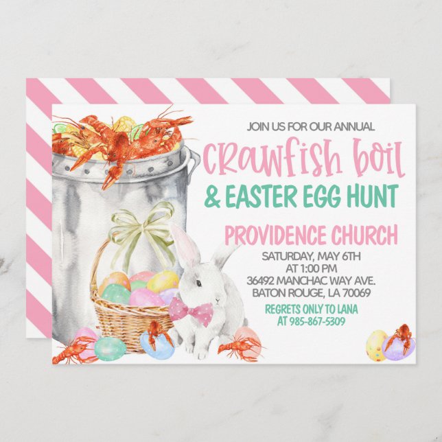 Crawfish Boil Easter Egg Hunt Invitation (Front/Back)