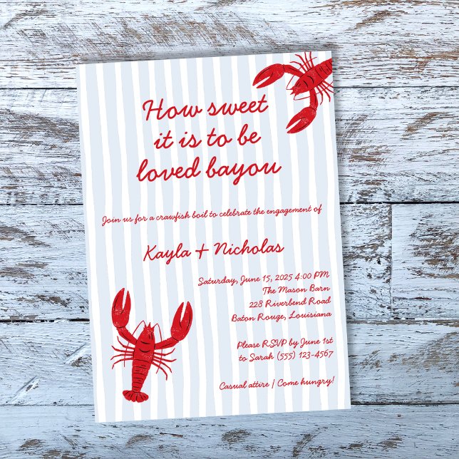 Crawfish Boil Engagement Loved Bayou Invitation (Crawfish Boil Engagement Loved Bayou Invitation)