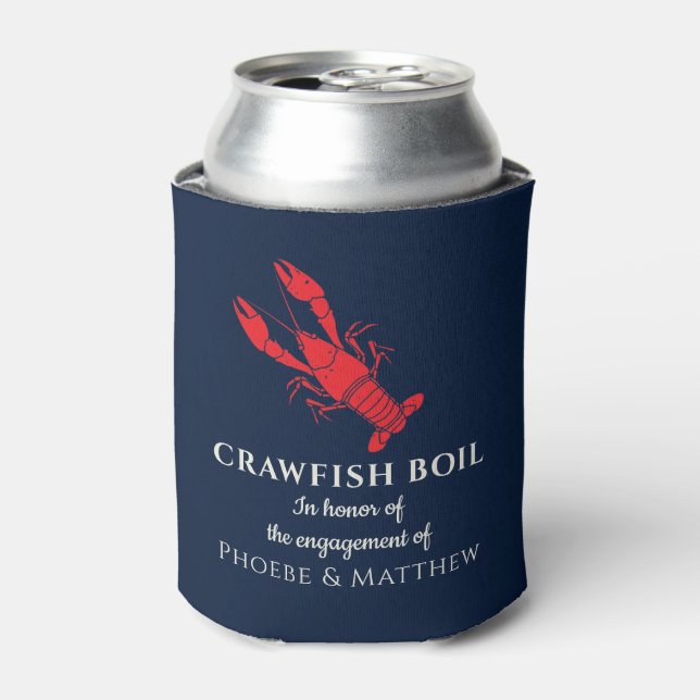Crawfish Boil Engagement Party Celebration Can Cooler (Can Front)