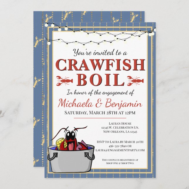 Crawfish Boil Engagement Party Couples Shower (Front/Back)