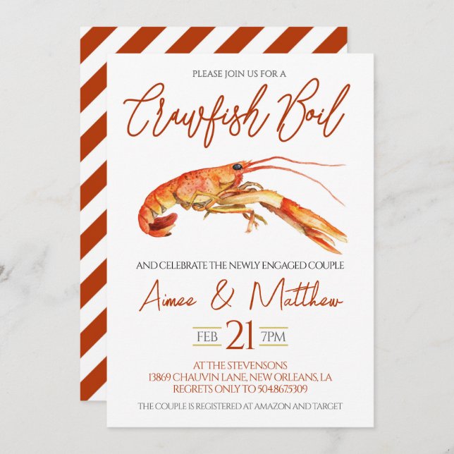 Crawfish Boil Engagement Party Invitation (Front/Back)