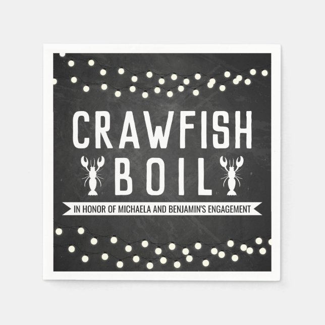 Crawfish Boil Engagement Party Napkin (Front)