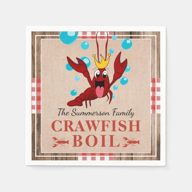 Crawfish Boil Family Reunion Rustic Summer Party Napkin (Front)
