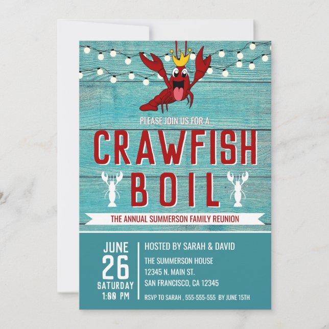 Crawfish Boil Family Reunion Seafood Party Invitation (Front)