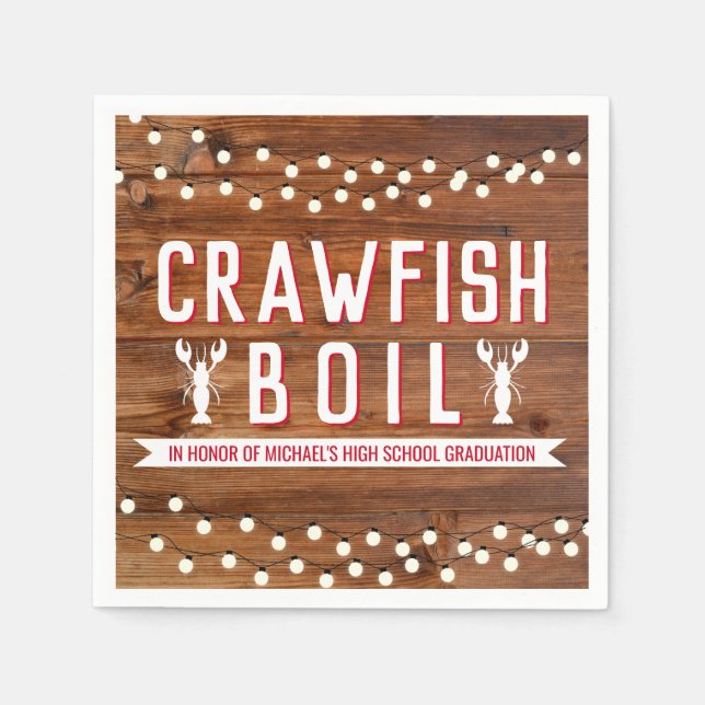 Crawfish Boil Graduation Family Seafood Rustic Napkin (Front)