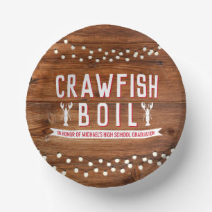 Crawfish Boil Graduation Reunion Lobster Rustic Paper Plate