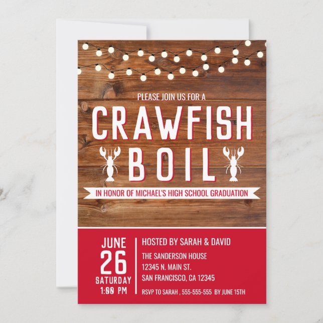 Crawfish Boil Graduation Seafood Party Invitation (Front)
