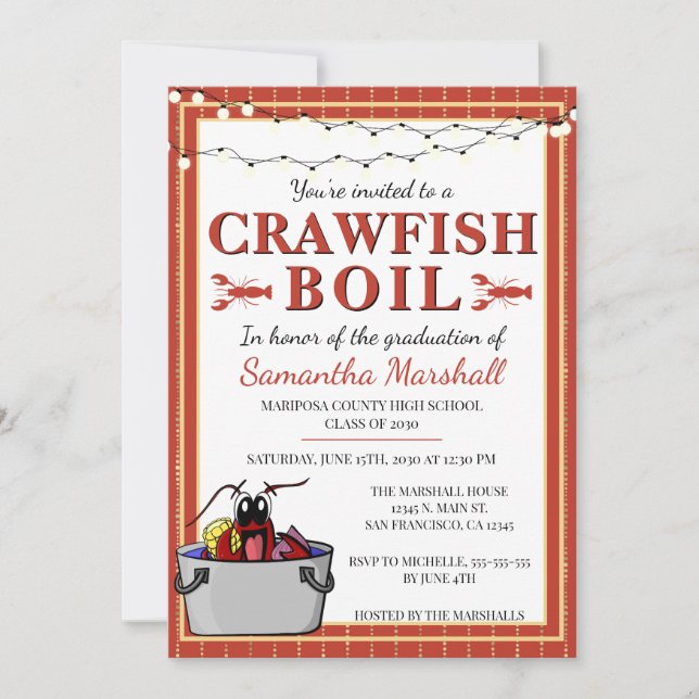 Crawfish Boil High School College Graduation Invitation (Front)