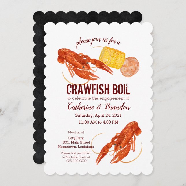 Crawfish Boil Illustrated Invitation (Front/Back)
