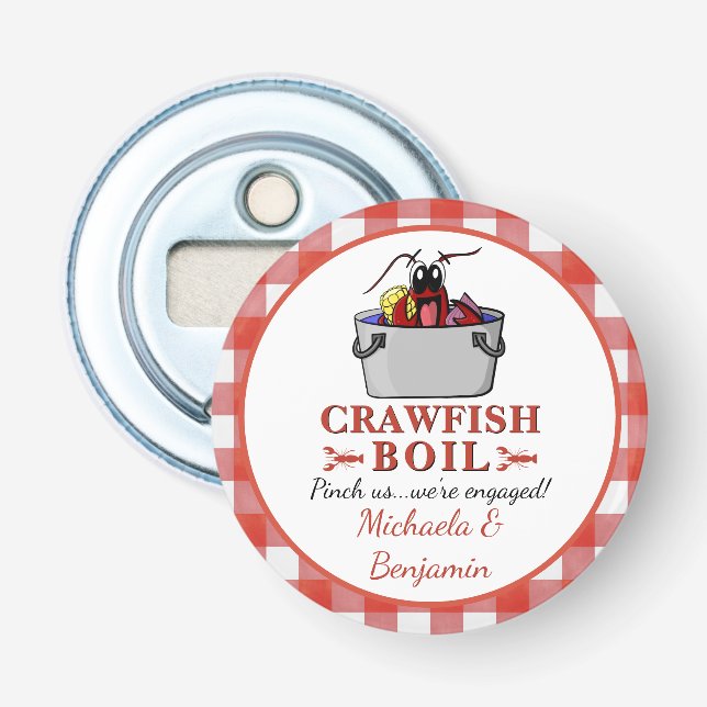 Crawfish Boil Lobster Barbecue Engagement Party Bottle Opener (Front)