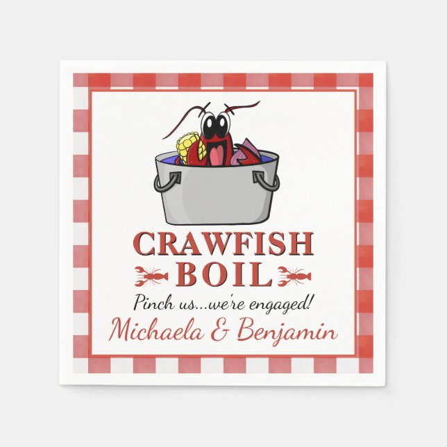 Crawfish Boil Lobster Barbecue Engagement Party Napkin (Front)