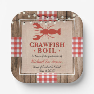 Crawfish Boil Lobster Graduation Party Rustic Paper Plate