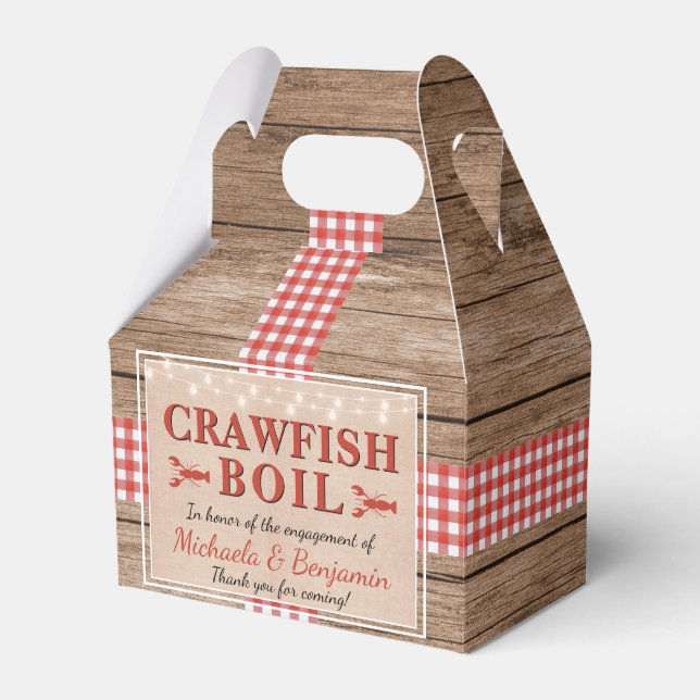 Crawfish Boil Lobster Rustic Engagement Party Favour Box (Front Side)