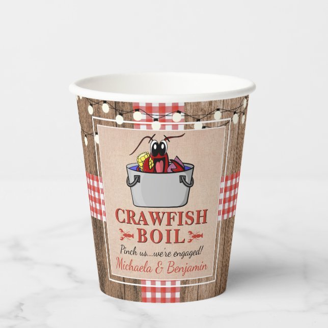 Crawfish Boil Lobster Rustic Engagement Party Paper Cups (Front)